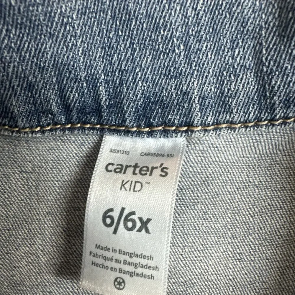 Carter’s KID brand Denim Jacket Button Up Pockets Girl’s Size 6-6X EUC